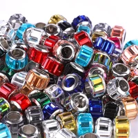 10 pcs red color stripe resin murano big hole european spacer beads fit pandora bracelet charms stopped clip beads diy jewelry