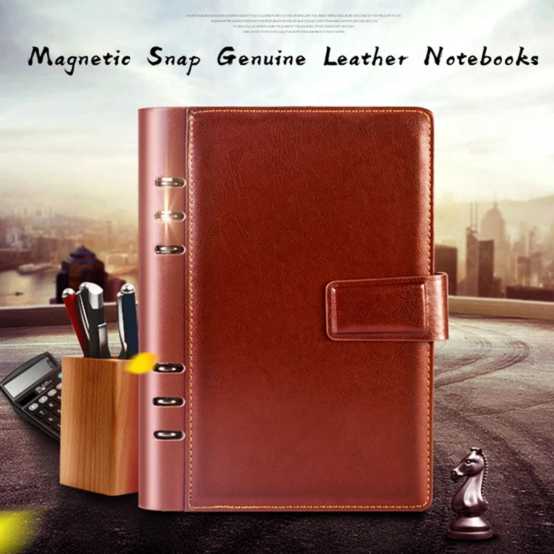 A6 A5 Business Loose-Leaf Notebook Leather Cover Journals Ex