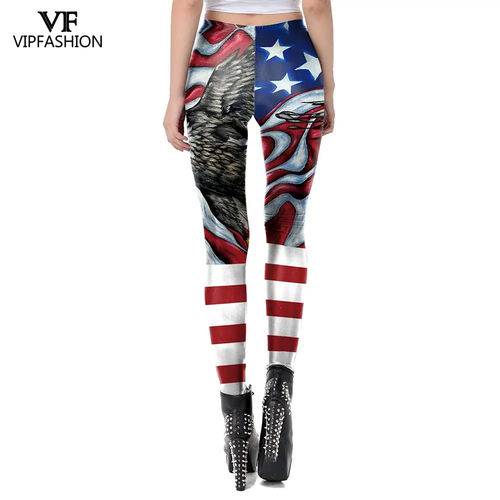 VIP модная летняя Стиль женские леггинсы для фитнеса с принтом американского