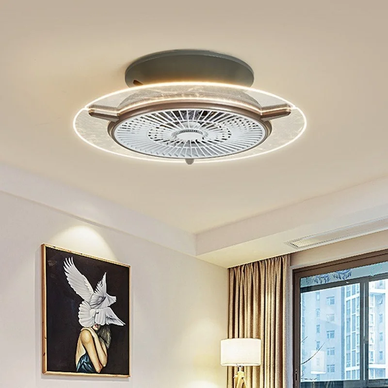

Fan Ceiling Lamp Creative Bedroom Circular Fan Ceiling Lamp Restaurant with LED Ceiling Fan Acrylic Leaf Led Ceiling Fan Led