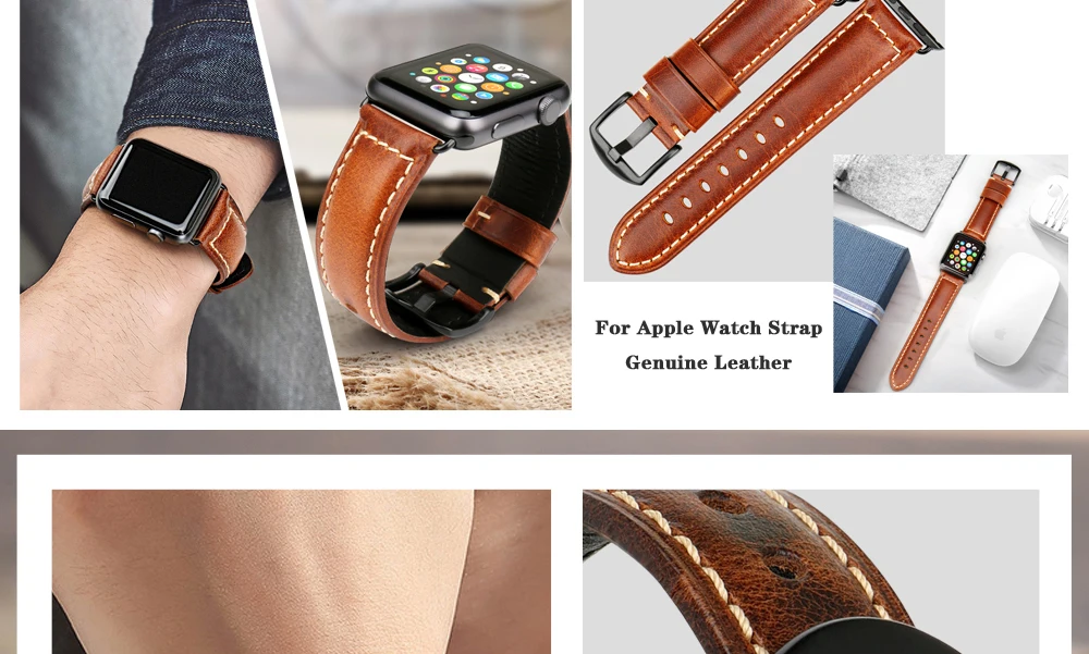 Кожаный браслет MAIKES для Apple Watch 42 мм, 38 мм, 44 мм, 40 мм, серия 4, 3, 2, ремешок для Apple Watch iWatch, ремешок для часов