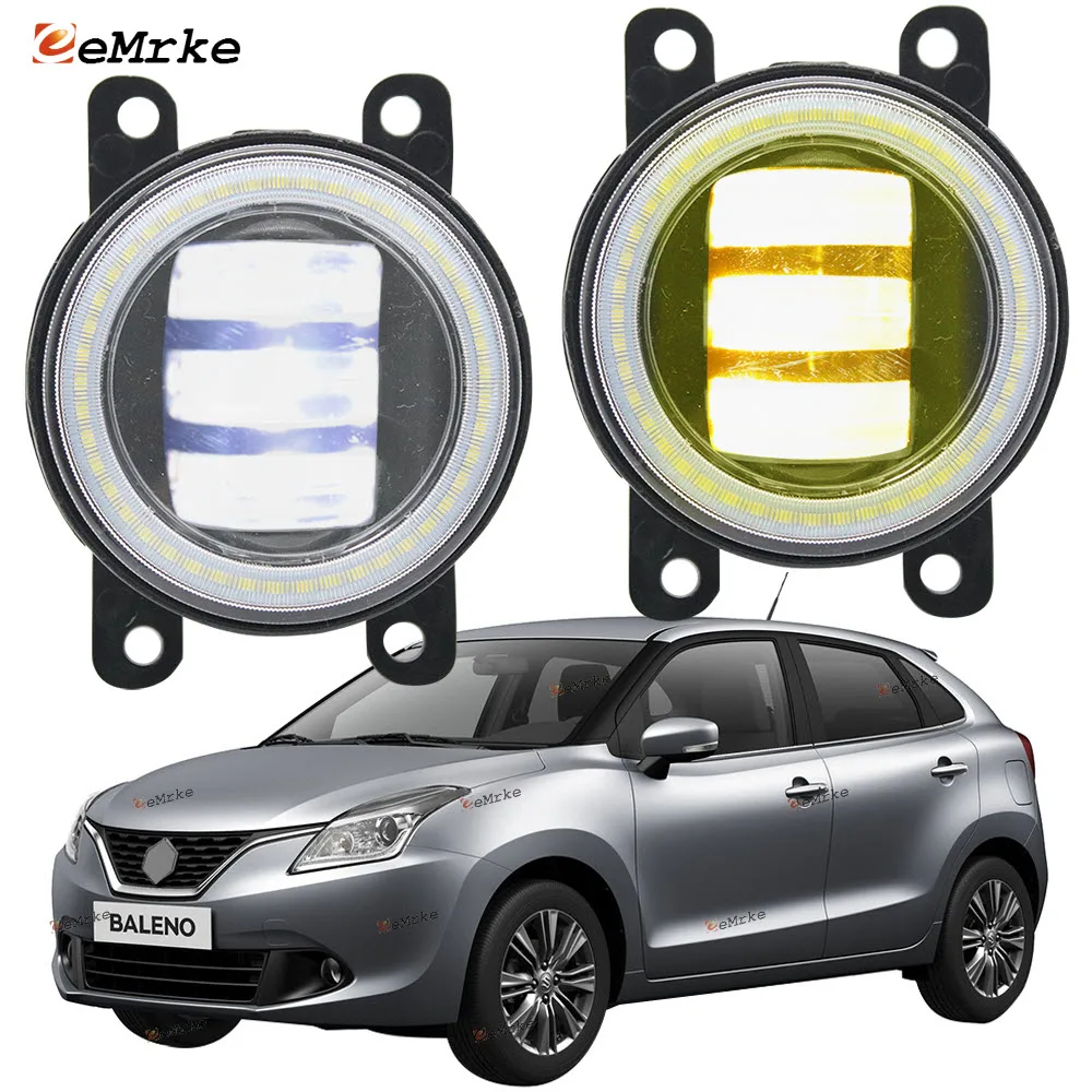 

2in1 LED Angel Eye DRL Daytime Running Lights for Suzuki Baleno 2 FW EW 2016 2017 2018 2019 2020 2021 Cut-Line Lens Fog Lights