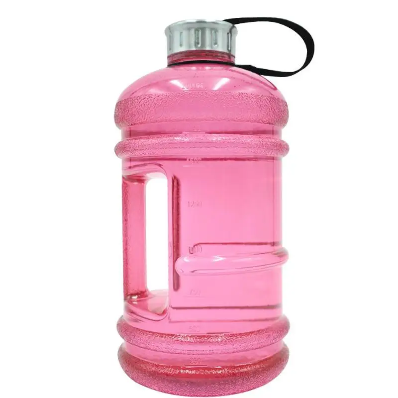 Pink 2.2L пластиковая бутылка для воды с большой емкостью, шейкер для уличных походов, герметичный, для тренировок, тренажерного зала, фитнеса, йоги, бутылка с большой чашкой, кувшин для воды - Цвет: Pink