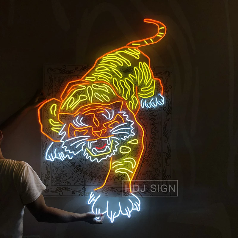 

Indoor Custom Neon Lamp Tiger Decoration Light LED Personality Wall Sign Artist's Home Bar Anime Neon Sign Party Decoration