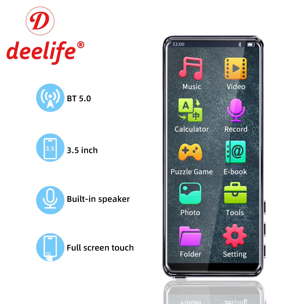 Deelife сенсорный экран MP3 портативный музыкальный плеер с 3 5 дюймовым fm радио видео