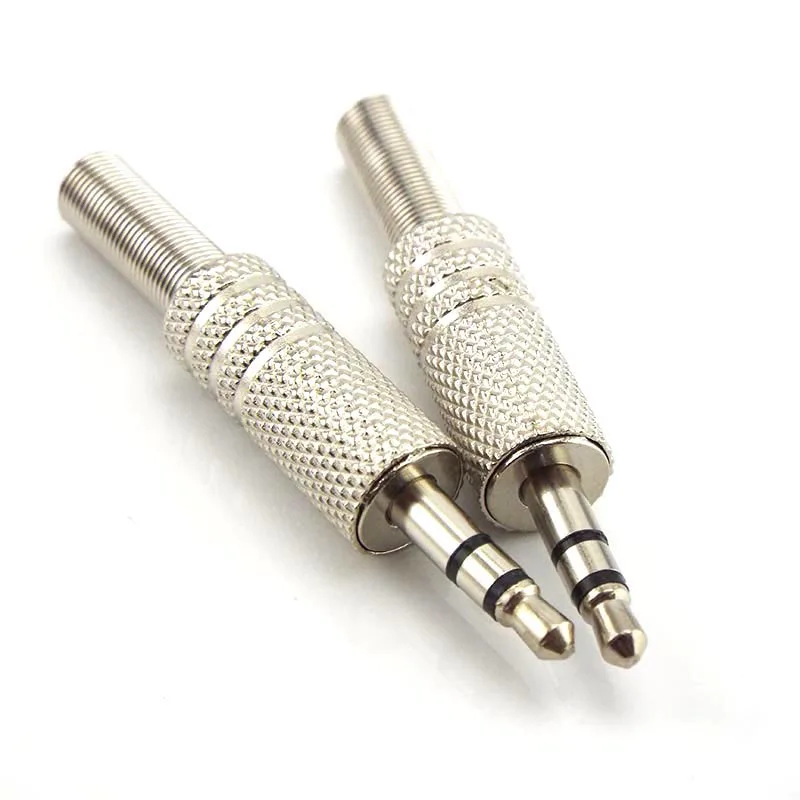 

Metal 3.5mm 2 Ring 3 Poles Stereo Jack Plug audio connector Cable Solder Adapter Terminal with Spring H1