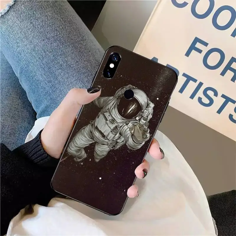 

Space Moon star Black Painted Phone Case For Xiaomi Redmi note 7 8 9 t max3 s 10 pro lite coque funda shell cover