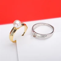 s925 sterling silver adjustable ring settings base blank jewelry findings fit half hole pearl diy women ring making accessories