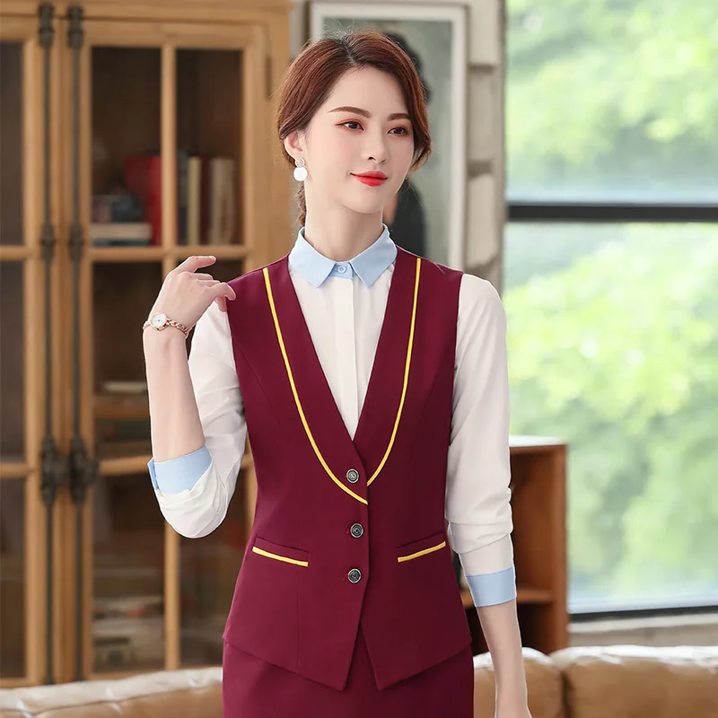 Женский короткий жилет в офисном стиле деловой с V образным вырезом пэчворк для