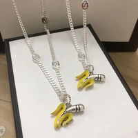 enamel banana pendant necklace for women men sterling silver cute fruit funny necklace for kids girsl luxury designer jewelry
