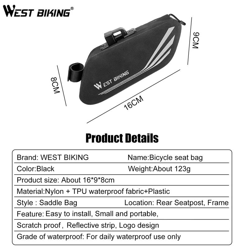 WEST BIKING Водонепроницаемая велосипедная сумка для седла переносная сиденья
