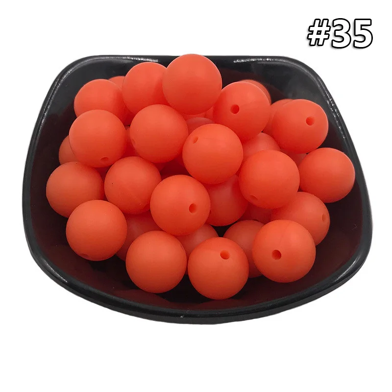 5PCS Beads 35 5 шт. Детские Силиконовые Прорезыватели 19 мм Пищевой бисер без БФА, силиконовый Прорезыватель для зубов DIY ювелирные изделия ожерелье аксессуары для кормления игрушки - Цвет: 5PCS Beads 35