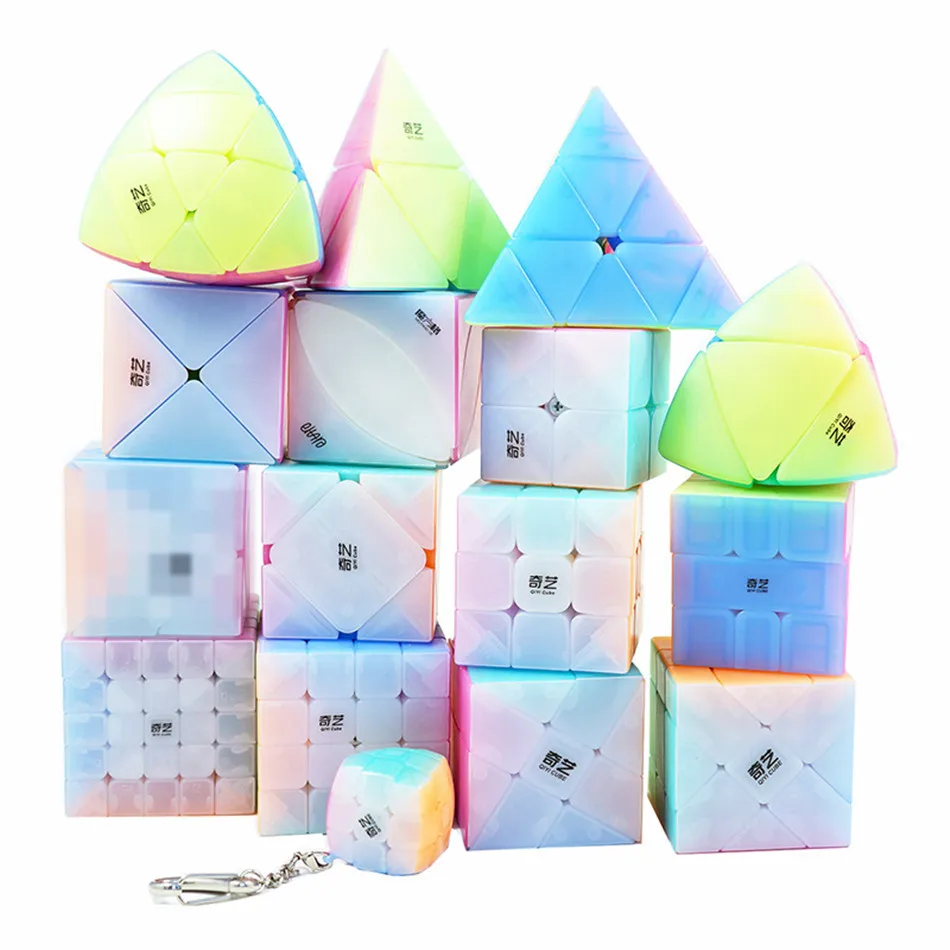 

QiYi Jelly Color Magic Cube 2x2 3x3 4x4 5x5 Pyramid Keychain Speed Cube Educational Cubo Magico Puzzle Toy For Children Kid Gift