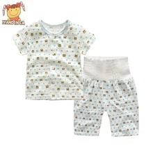 2pcs/set Summer baby Pyjamas set cotton girls short sleeve underwear suit thin section casual high w