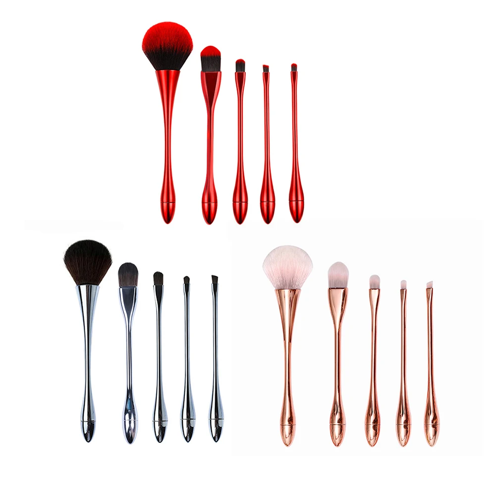 

5pcs Portable Travel Makeup Brushes Kit Lightness Portability No Space Occupy Face Powder Base Beauty Cosmetic Tools