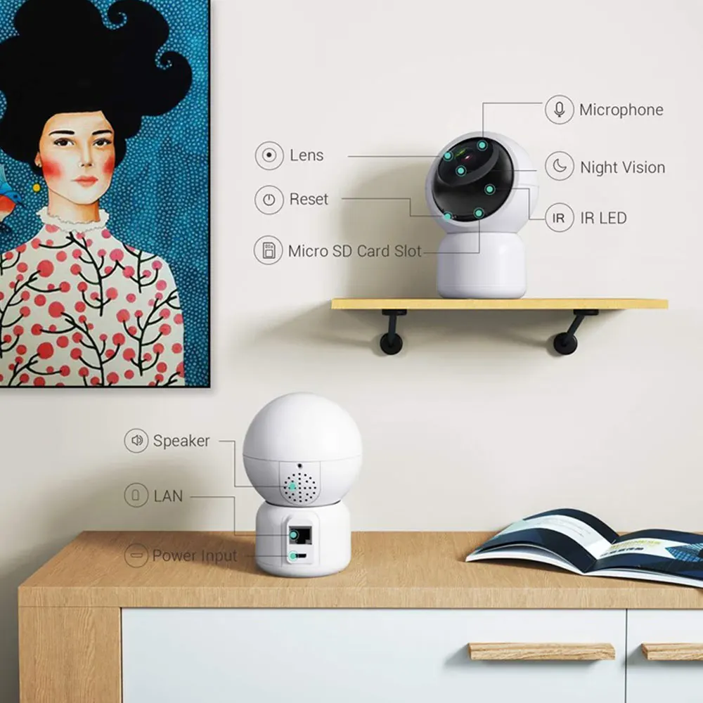 1080P HD WiFi ip-камера с поворотным зумом двухстороннее аудио уход за ребенком Amazon Alexa