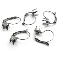 stainless steel french earring hooks 4 5 6 8 10mm claw earrings setting blank base diy earring ear wire jewelry making findings