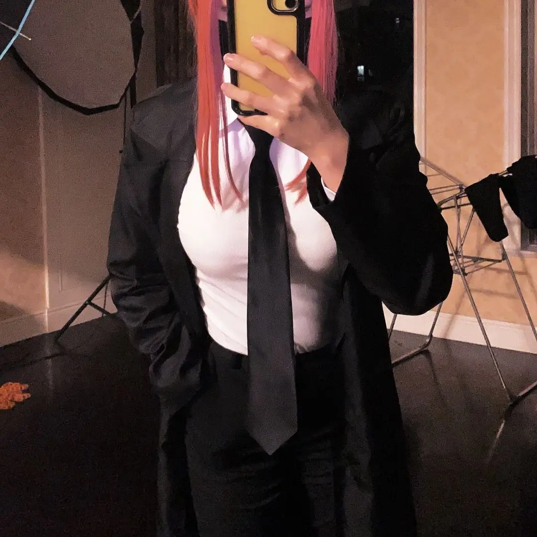 Makima одежда Аниме бензопила человек Косплей бренд HSIU полный наряд черный тренчкот