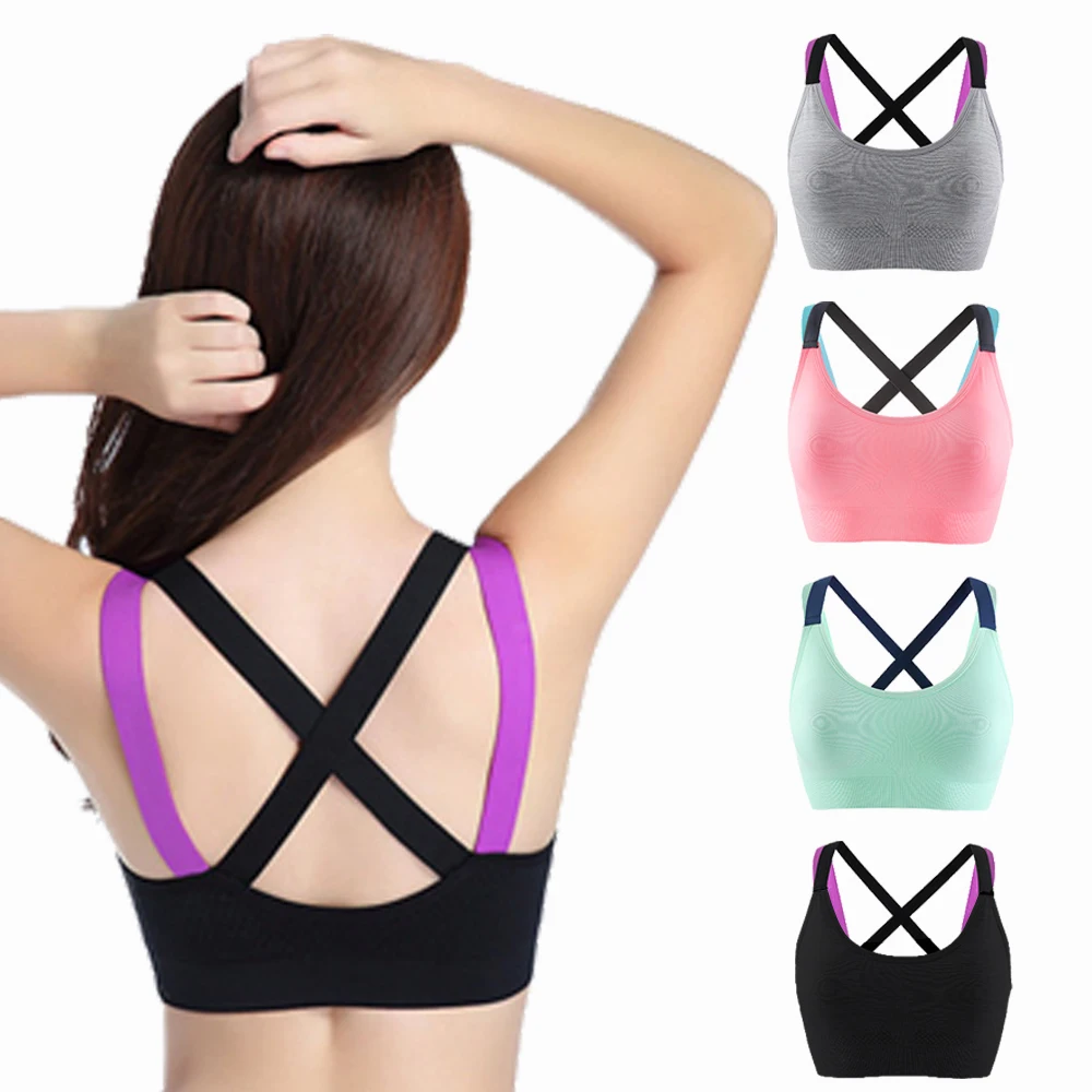 

Спортивный бюстгальтер с полной чашкой, дышащий Топ, противоударный бюстгальтер пуш-ап с перекрестной спинкой для тренировок, женский бюст...