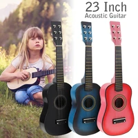 23 inch black basswood acoustic guitar with guitar pick wire strings for children and beginner
