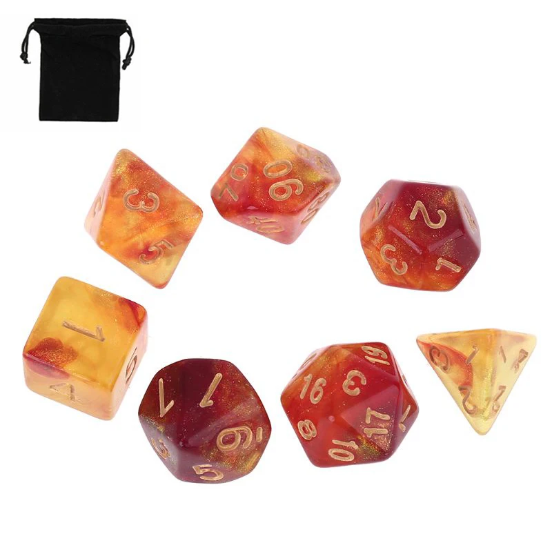 7 шт. Акриловые Блестящие многогранные игральные кости Двойные Цвета D4 D6 D8 D10 D12 D20
