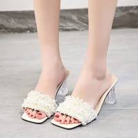 2021 summer new womens shoes thick heel open toe flip flops big size 42 43 44
