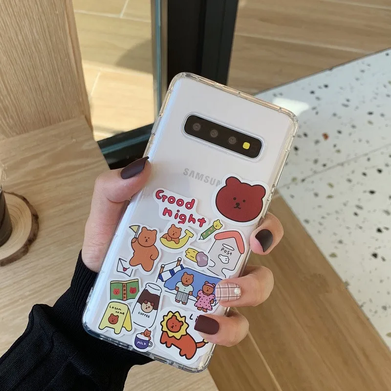 Чехол Meachy S10 с милым мультяшным медведем чехол для телефона Samsung Galaxy Plus Note 10 9 8 S9 S8