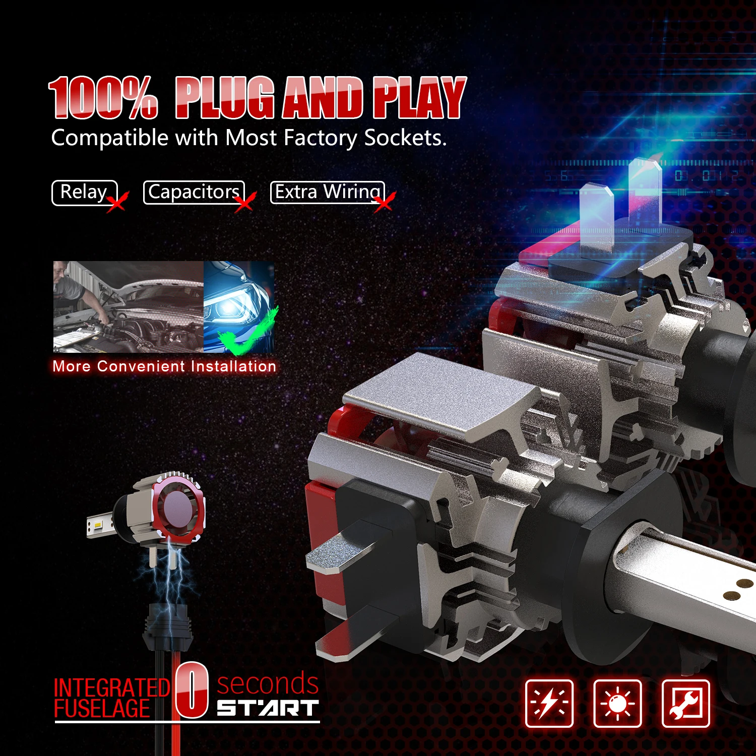 Автомобильный головной светильник H7 светодиодный супер яркий 60 Вт H1 HB3 9005 9006 HB4