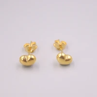 new solid fine pure 18kt yellow gold earrings women smooth heart stud earrings 0 9 1g 15x7mm