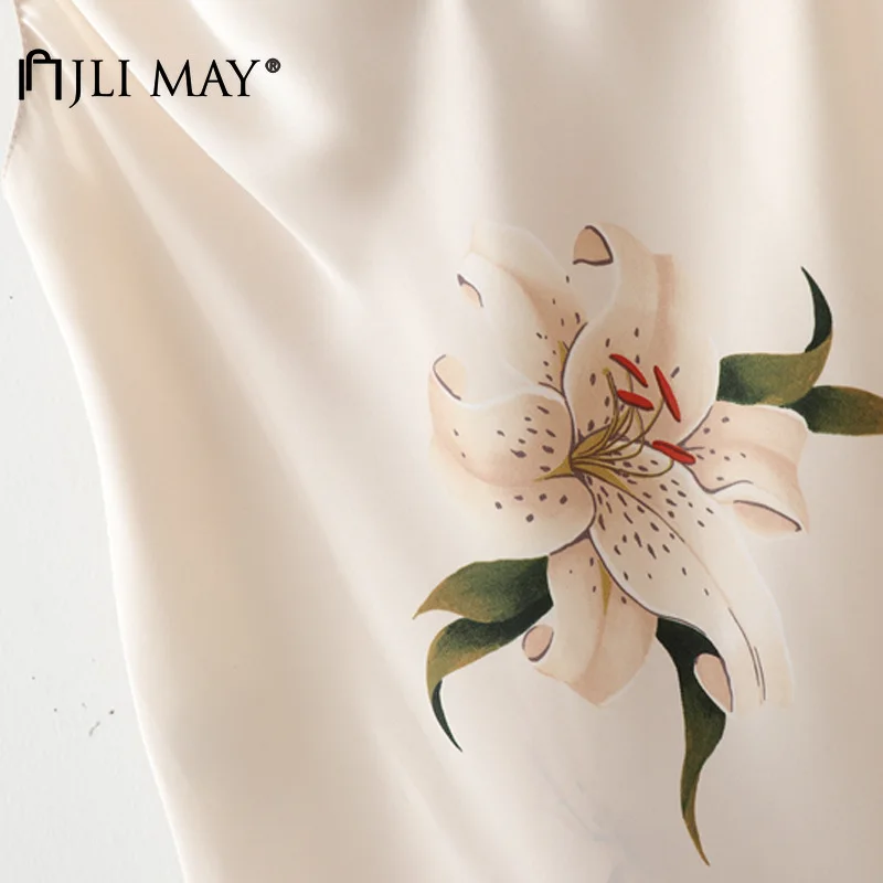 

JLI MAY Women Shirts Vintage Floral Print Stand Collar Sleeveless Bow Bandage Back Hollow out Summer Loose Irregular Blouses