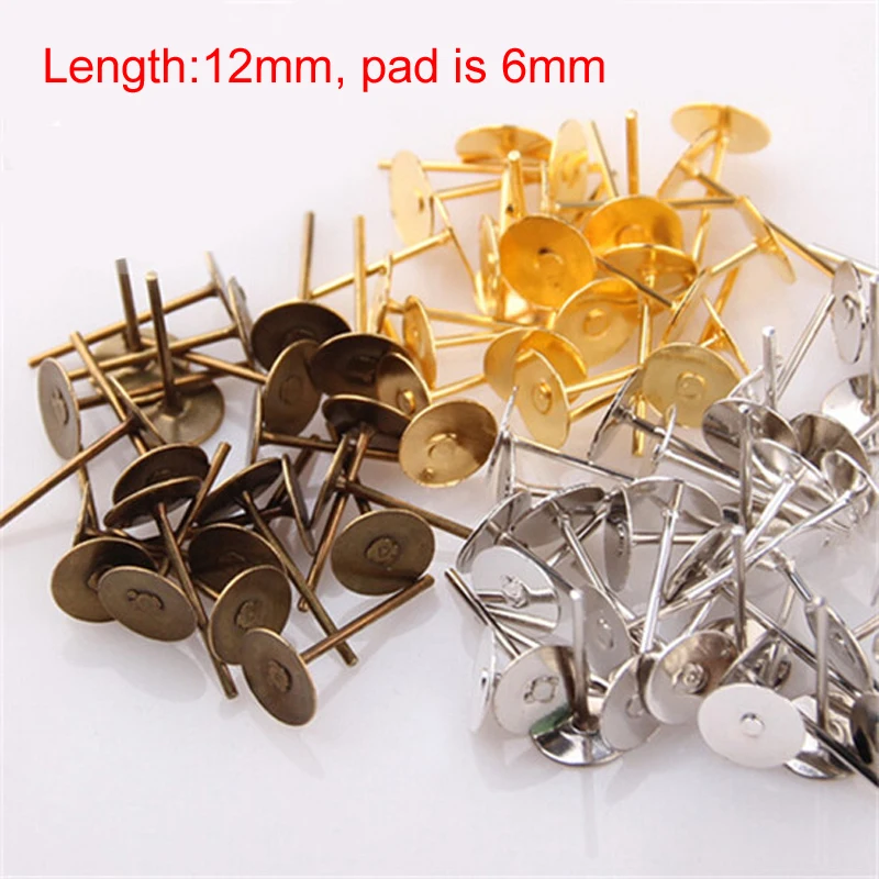 Основание для сережек-гвоздиков с античным золотым/бронзовым/серебряным