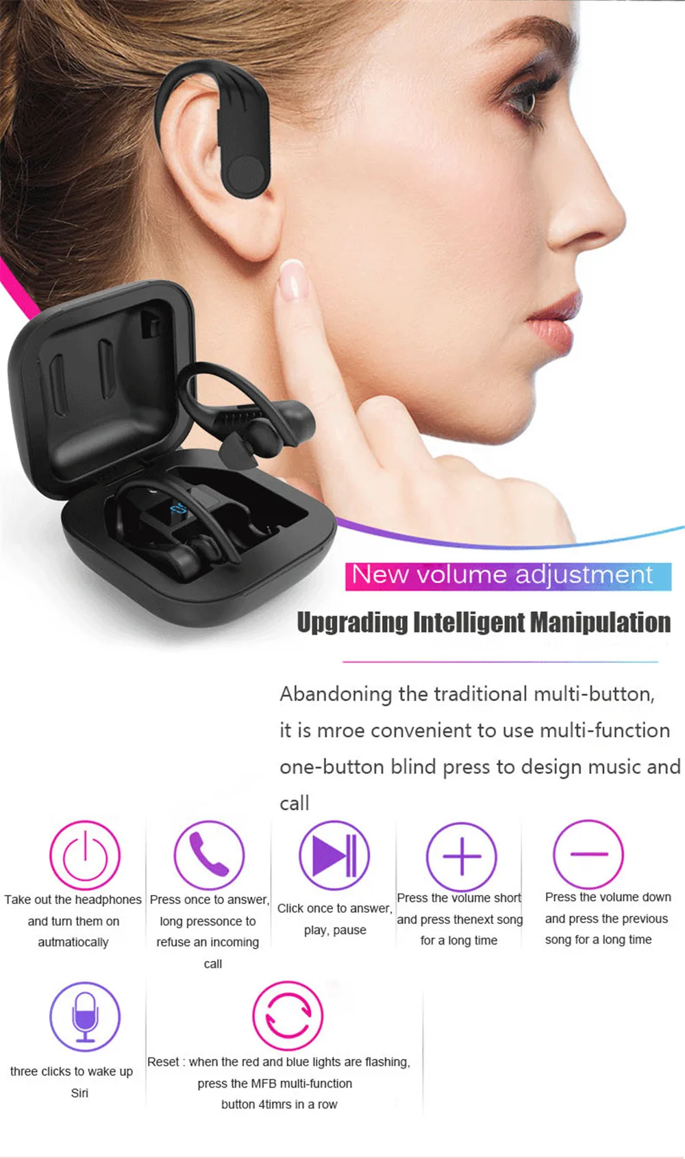 Caletop Bluetooth 5,0, Беспроводные спортивные наушники, ушные крючки, водонепроницаемые наушники со светодиодным дисплеем, спортивные наушники PK Q62 Q32