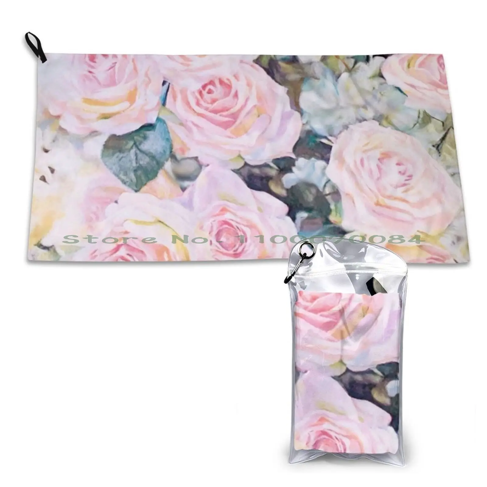 Gym Sports Bath Portable Floral Arrangement Flowers Roses Pastel Color Floral Pattern Rose
