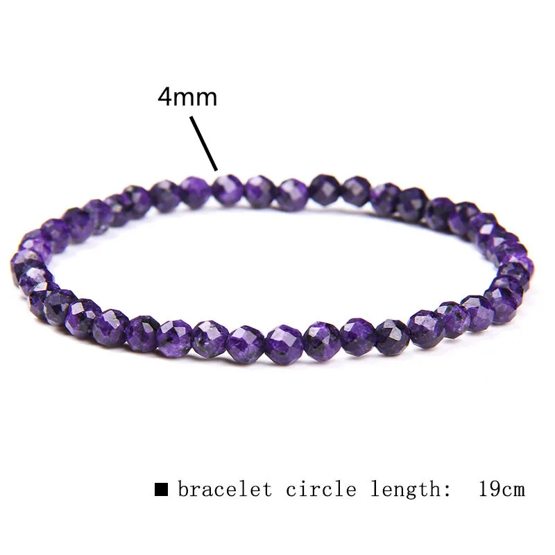 Top Quality 4mm Handmade Micro Faceted Beads Bracelet Women Natural Charoite Labradorite lapis lazuli Obsidian | Украшения и