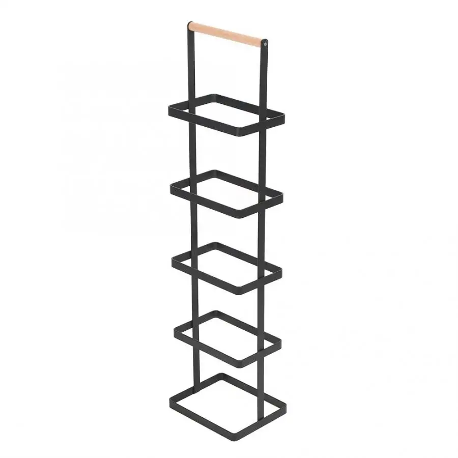 

5 Tier Iron Art Shoe Rack Shoe Shelves Closet Cabinet Holder Organizer with Wood Handle Double Shoe Rack Organizer