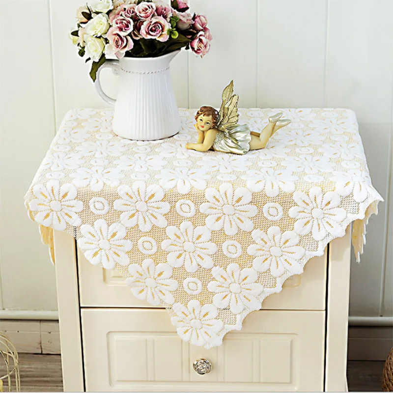 YMQY белая кружевная скатерть с цветочной вышивкой для свадьбы прикроватная
