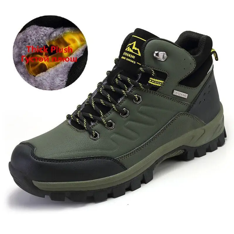 

Brand Winter Men's Boots Warm Men's Snow Boots High Quality Leather Waterproof Men Sneakers Outdoor Men Hiking Boots Work Shoes