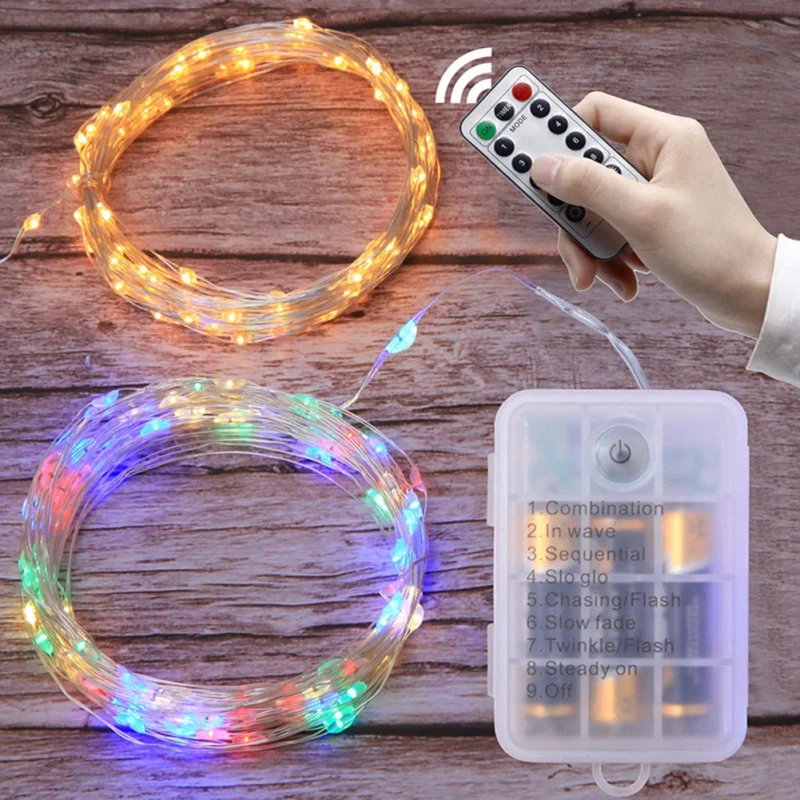Горячая Распродажа дома вечерние Lights10m 100 лампы Цвет с медным проводом батареей