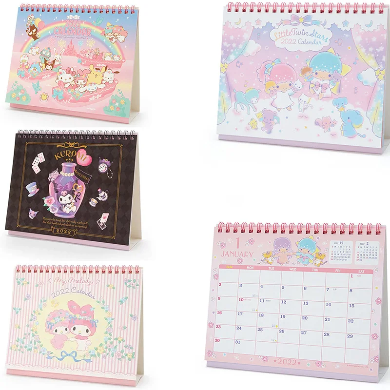 

Новинка 2022, милые аксессуары Sanrio Kitty Kuromi, моя мелодия, коричная Милая красота, спальня, общежитие, настольный памятный маленький календарь