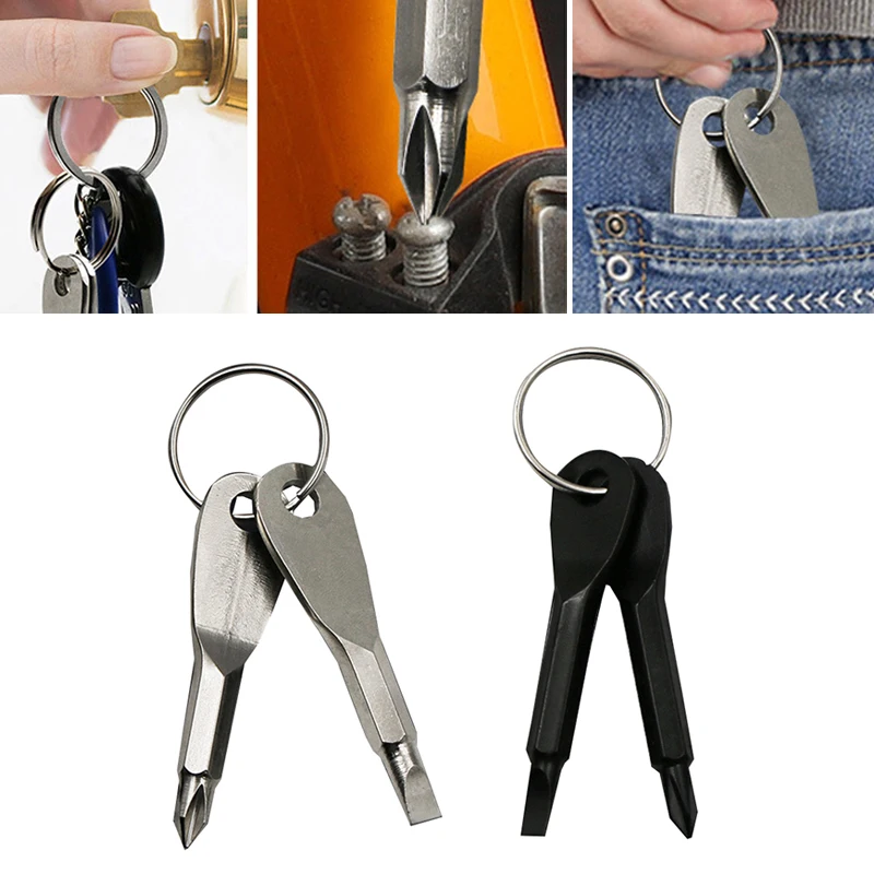 

Portable Stainless Steel Mini Multifunction Screwdriver Key Shape Slotted Screwdrivers Keychain Pocket Repair Tool Metal