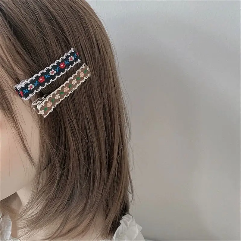 

Popular Hair Grip Retro Vintage Embroidery Flower Hair Clips 5.5cm Hair Grip