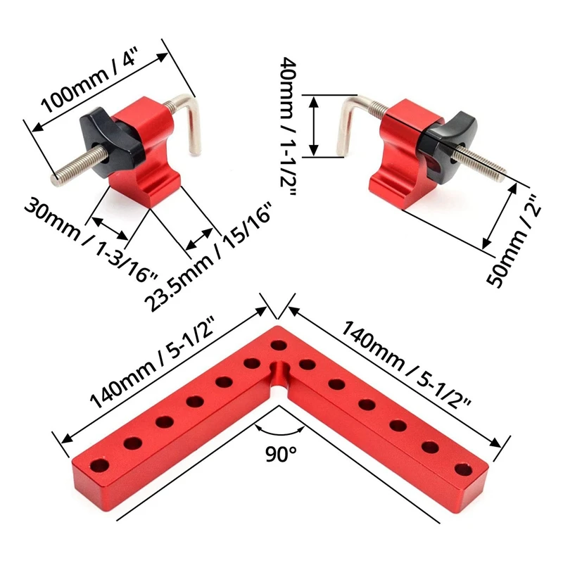 

2PCS 90 Degree Positioning Square Right Angle Fixing Clip, 4.7 X 4.7 Inches DIY Aluminum Alloy Woodworking Tools