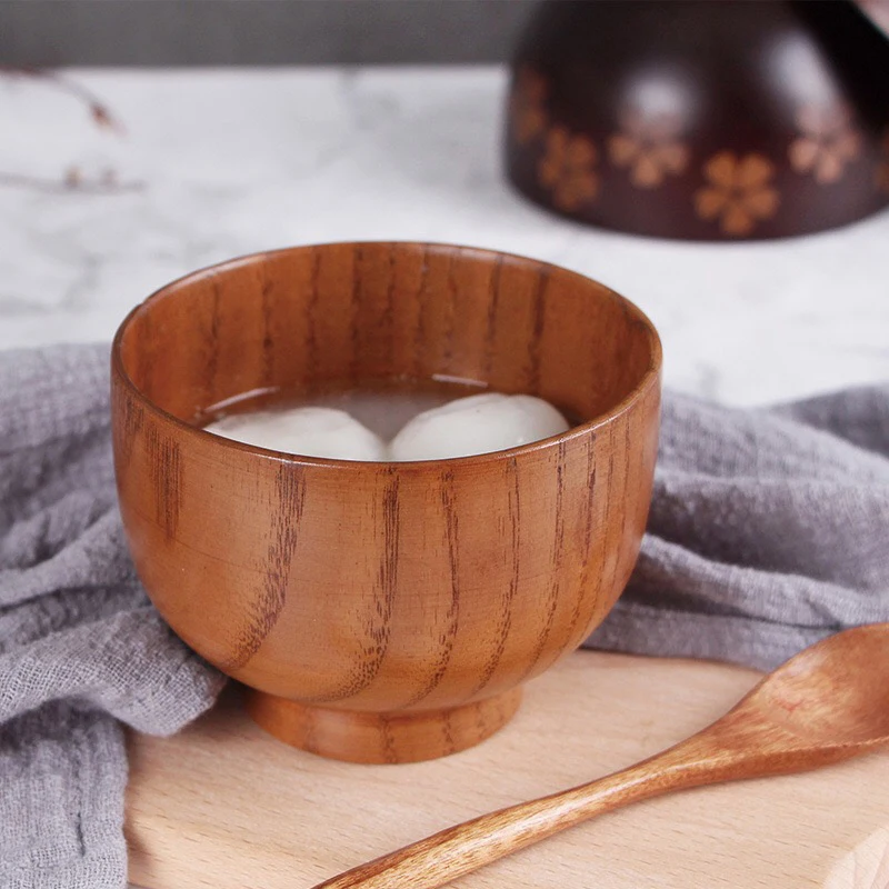 Твердая древесина одноразовая круглая миска незаменимый атрибут деревянный