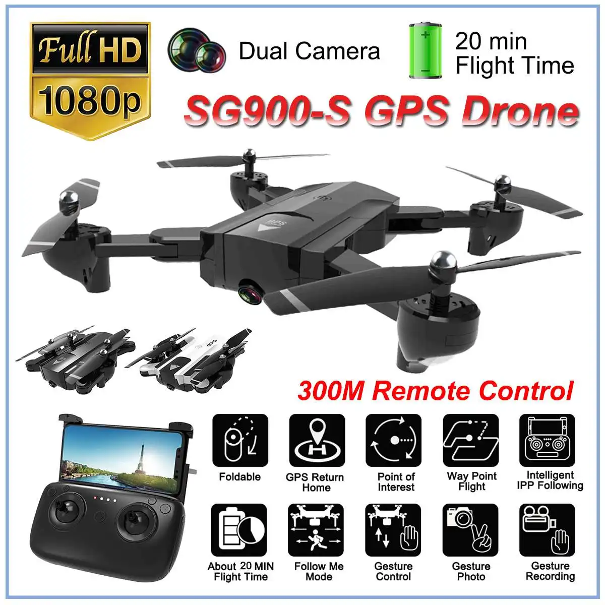 SG900S Ultra HD 1080P складной 4K GPS RC Drone Wi-Fi FPV широкоугольная камера длительный срок службы