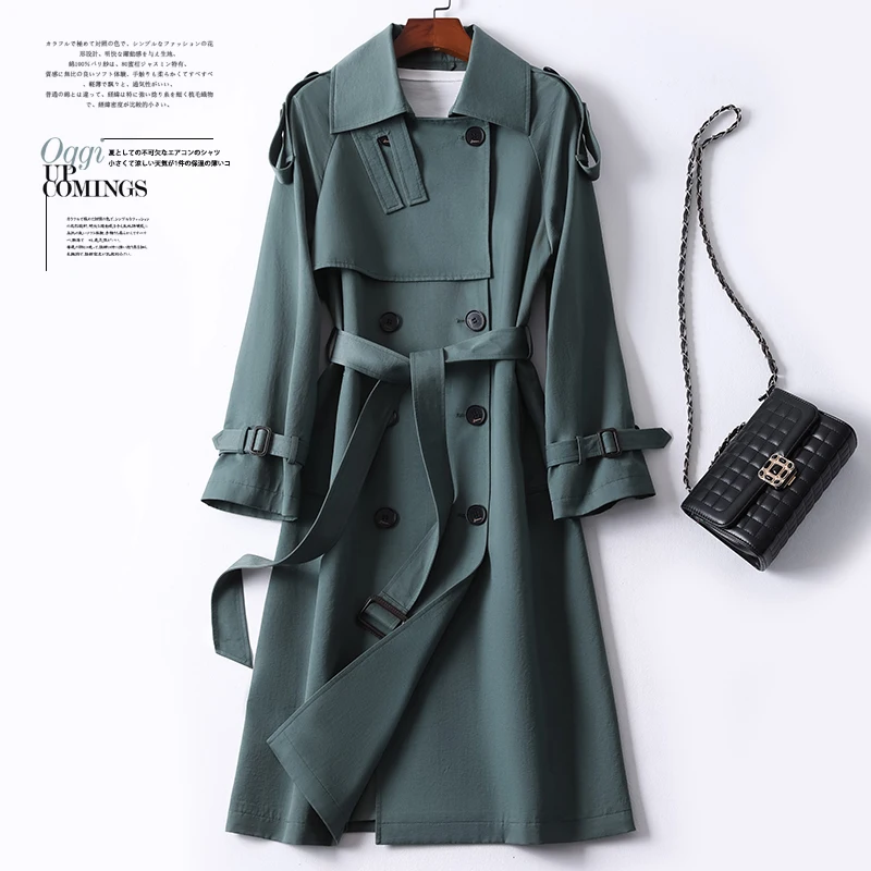 

Spring Windbreaker Women's Long Chic Retro British Double Breasted Loose Waist Over Knee Coat 2021 Coat