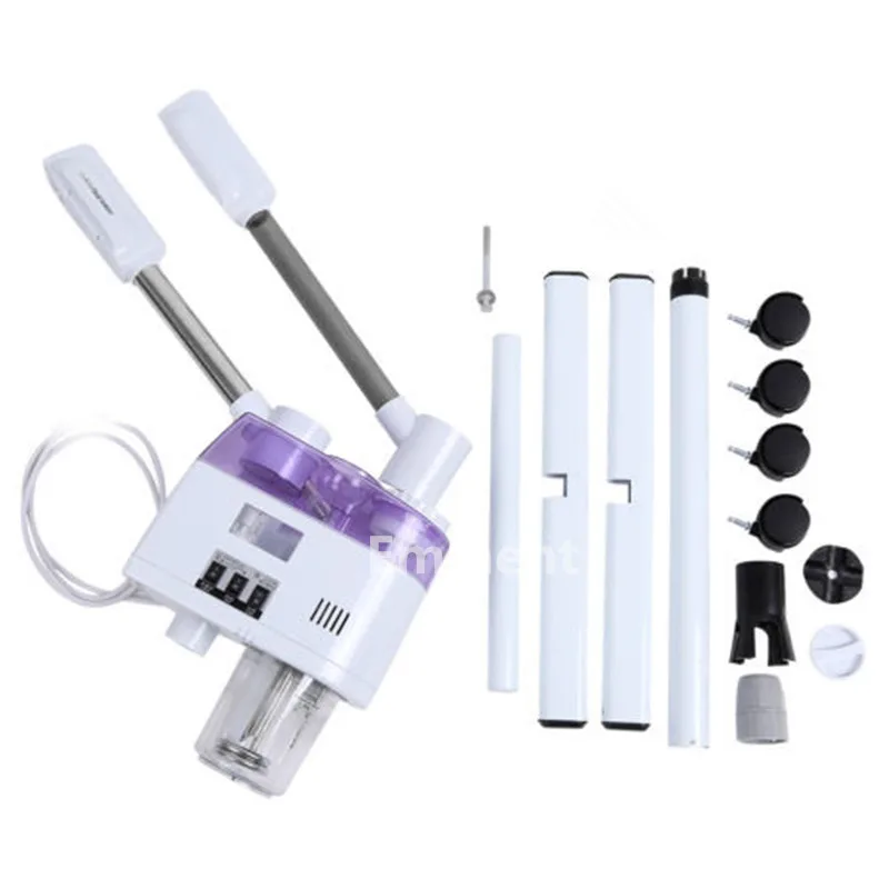 

White-pink nano mist spray facial steamer cold hot with 2 tube