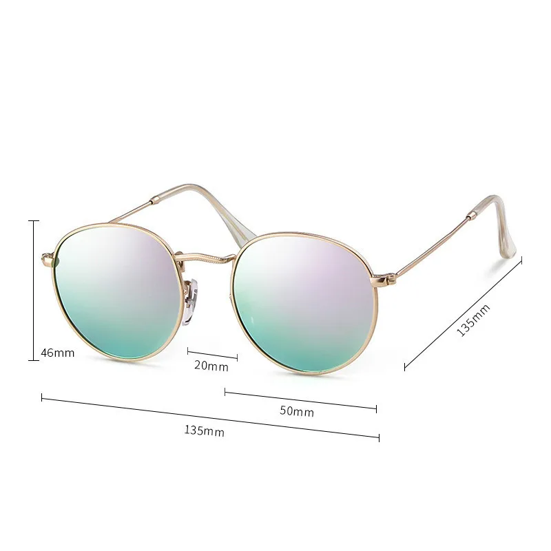 Круглые женские солнцезащитные очки RBRARE в стиле ретро зеркальные Мужские