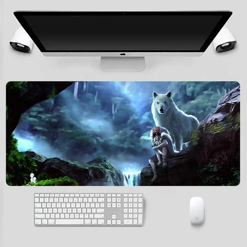 Большой коврик для мыши в стиле аниме принцессы Mononoke, компьютерный коврик X XL XXL, Нескользящая подушка толщиной 2 мм, LockEdge, аналог LE