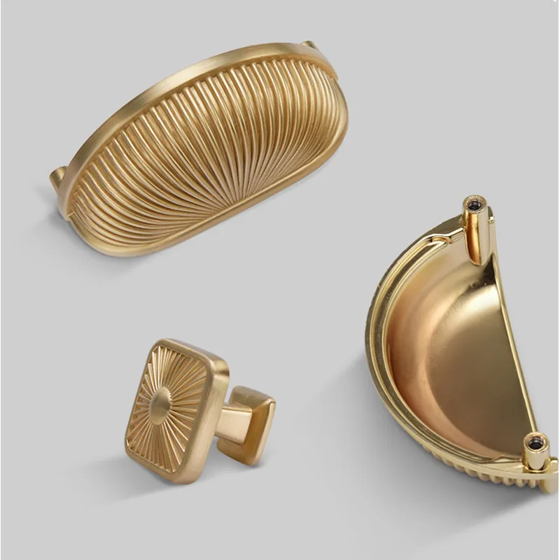 

Grace Golden Shell Shape Zinc Alloy Kitchen Cabinet Knobs Chinese Style Handles Ambry of The United States and Europe Type Pulls