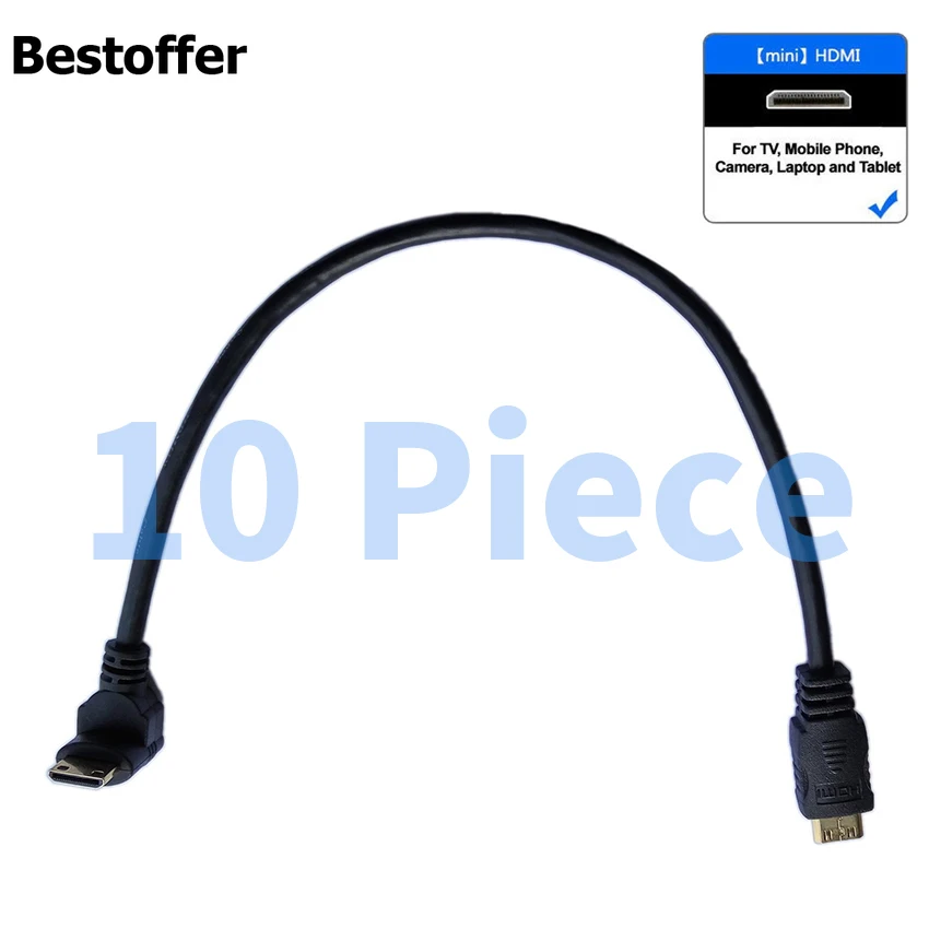10 шт./лот мини HDMI удлинитель штекер до 90 градусов вверх/вниз угол 0 3 м|Кабели HDMI| |